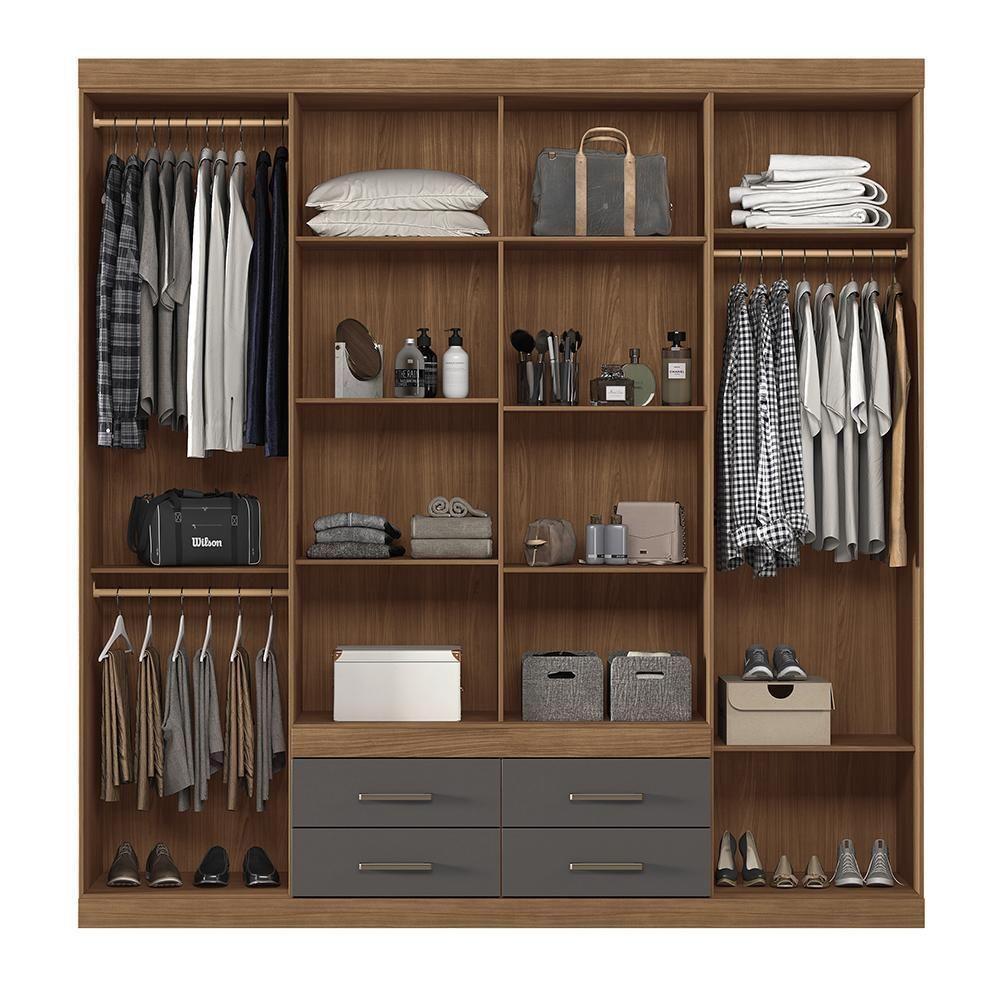 Guarda Roupa Casal Nápoles 8.4 8 Portas 4 Gavetas Jatobá-grafite Com Espelho - Santos Andirá Jatobá-grafite - 3