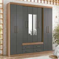 Guarda Roupa Casal Nápoles 8.4 8 Portas 4 Gavetas Jatobá-grafite Com Espelho - Santos Andirá Jatobá-grafite - 2