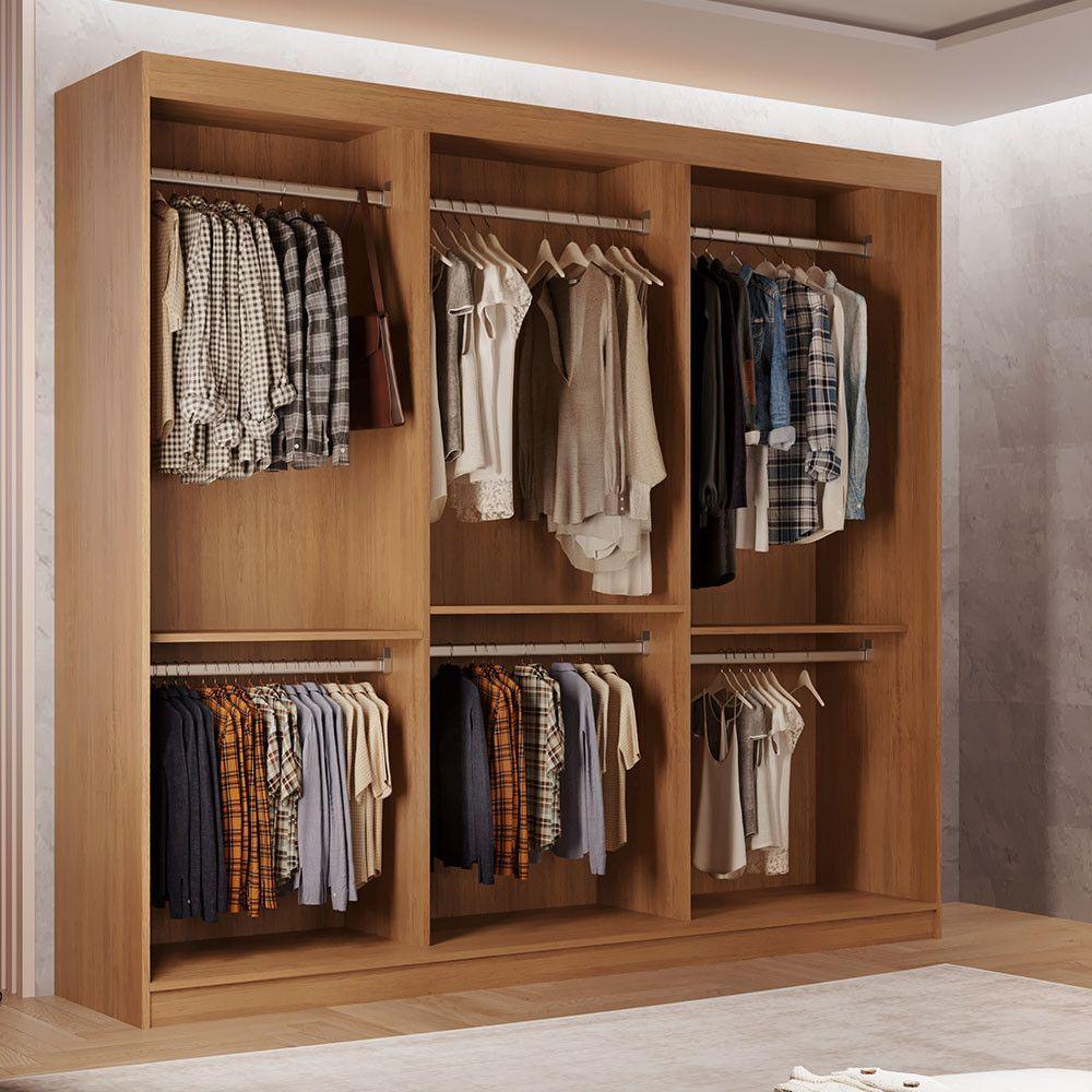 Guarda Roupa Closet Light Com 3 Prateleiras Moderna Imbuia - 1