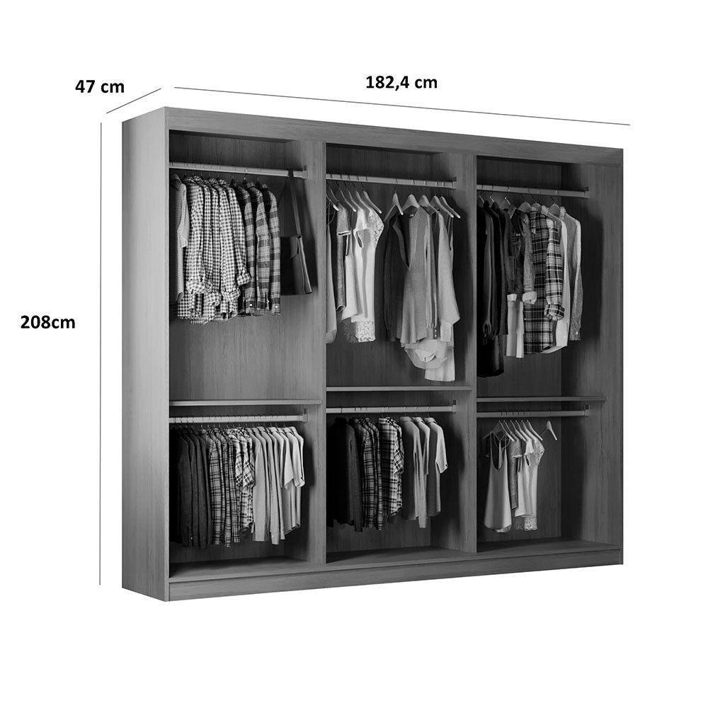 Guarda Roupa Closet Light Com 3 Prateleiras Moderna Imbuia - 3