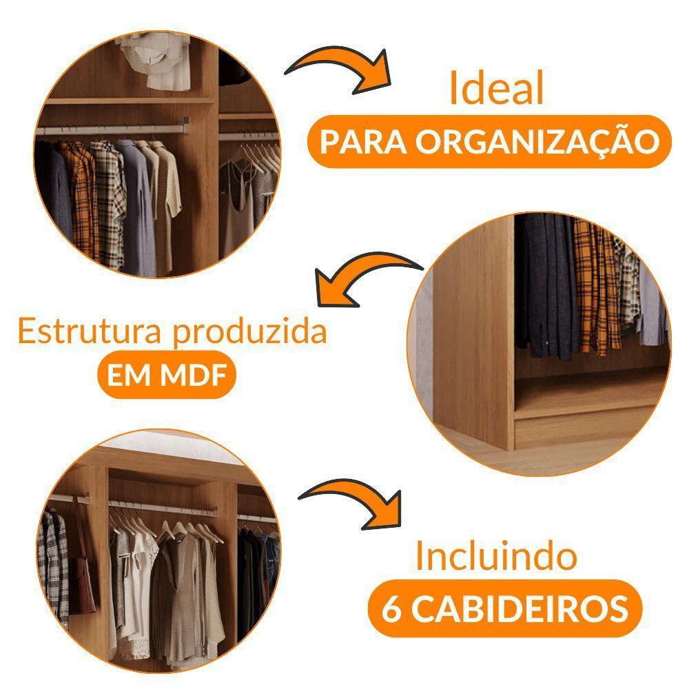 Guarda Roupa Closet Light Com 3 Prateleiras Moderna Imbuia - 5