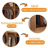 Guarda Roupa Closet Light Com 3 Prateleiras Moderna Imbuia - 5