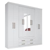 Guarda Roupa Casal Nápoles 8.4 8 Portas 4 Gavetas Branco Com Espelho - Santos Andirá Branco - 1