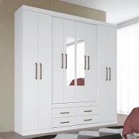 Guarda Roupa Casal Nápoles 8.4 8 Portas 4 Gavetas Branco Com Espelho - Santos Andirá Branco - 4