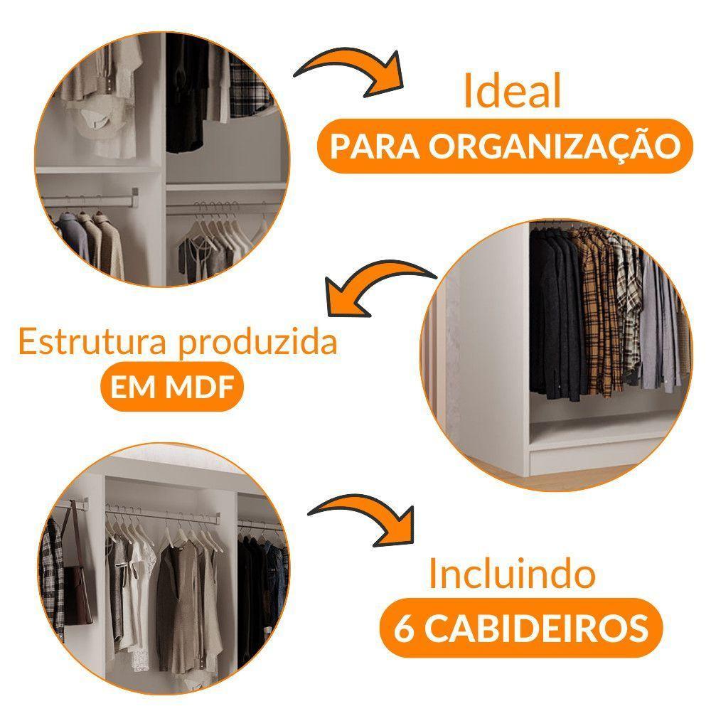Guarda Roupa Closet Light Com 3 Prateleiras Moderna Branco - 5