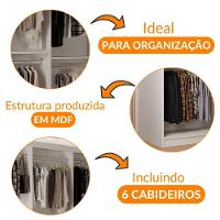 Guarda Roupa Closet Light Com 3 Prateleiras Moderna Branco - 5