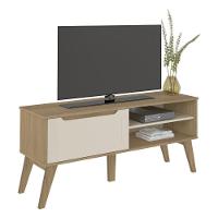 Rack Para Tv Até 60 Polegadas 134cm Com Pés Retrô 1 Porta Multimóveis Cr45323 Carvalho/off White Carvalho/off White - 2