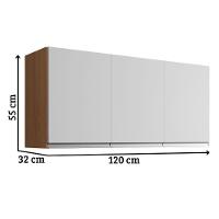 Armário Aéreo Andréia 120 Cm 3 Portas Amendoa Branco Ajl - 2