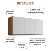 Armário Aéreo Andréia 120 Cm 3 Portas Amendoa Branco Ajl - 3