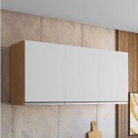 Armário Aéreo Andréia 120 Cm 3 Portas Amendoa Branco Ajl - 4