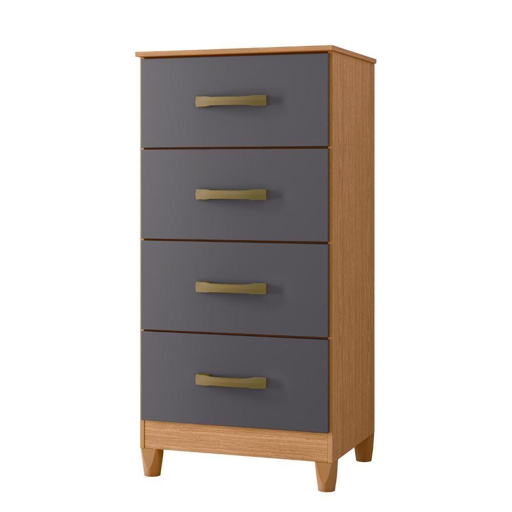 Cômoda Mobi 4 Gavetas Freijó-titanium - Móveis Albatroz Freijó-titanium - 1