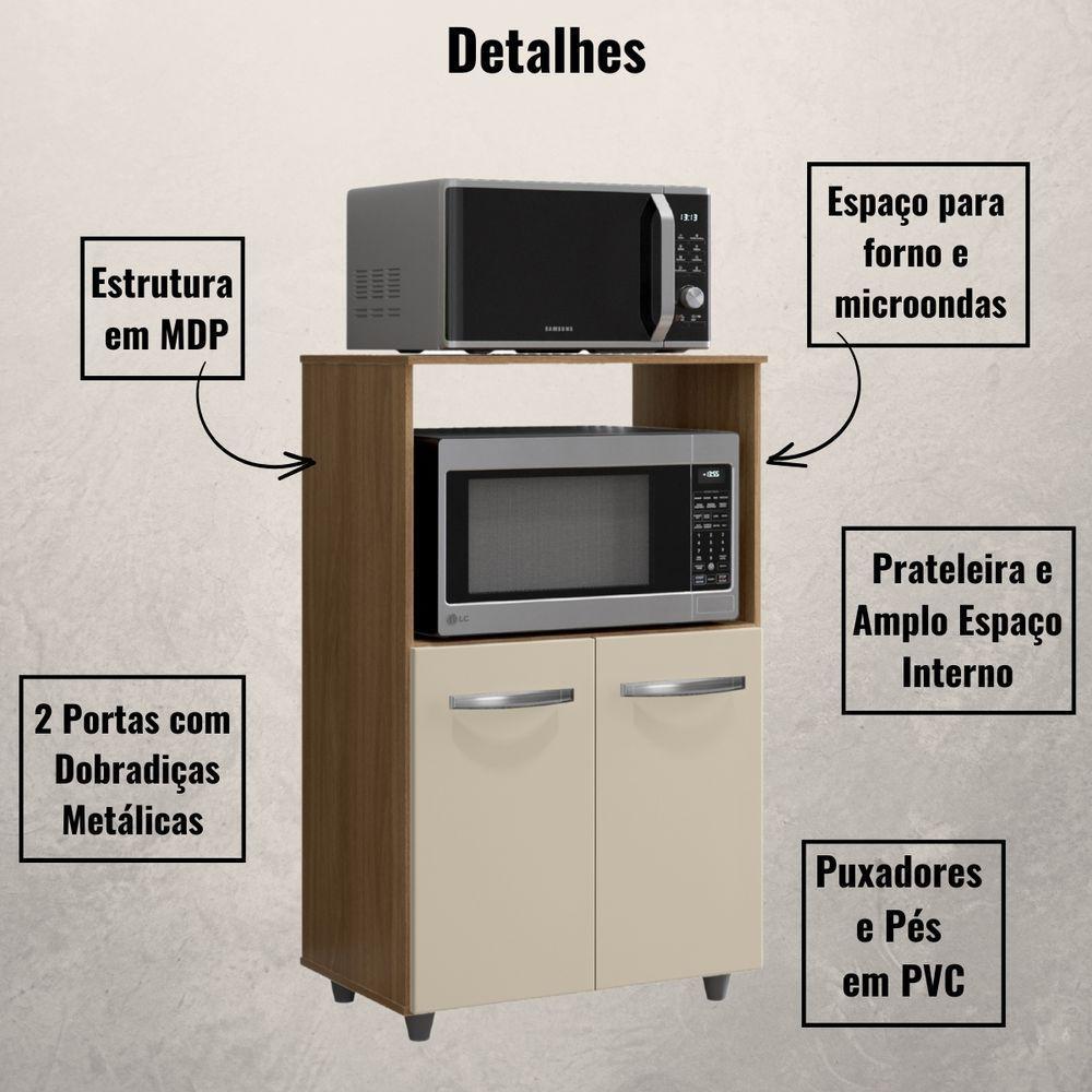 Balcão Multiuso Para Cozinha Tais 2 Portas Savana Off White Moblis - 3