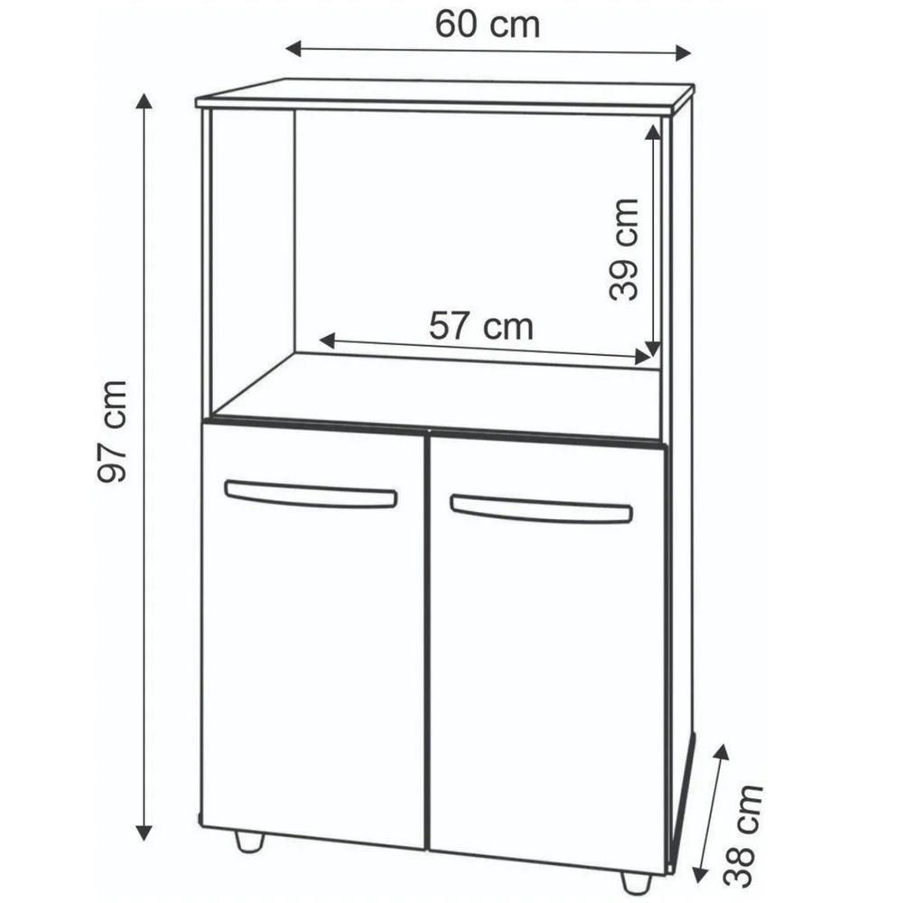 Balcão Multiuso Para Cozinha Tais 2 Portas Savana Off White Moblis - 4