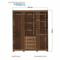Guarda Roupa Aurora 4.4 Ripado 4 Portas E 4 Gavetas Jatobá Com Espelho E Pés - Santos Andirá Jatobá - 4