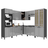 Cozinha Modulada De Canto Firenze 8 Peças Com Torre Quente 2 Fornos Chumbo-titânio - Indékes Chumbo-titânio - 1