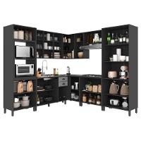 Cozinha Modulada De Canto Firenze 8 Peças Com Torre Quente 2 Fornos Chumbo-titânio - Indékes Chumbo-titânio - 4