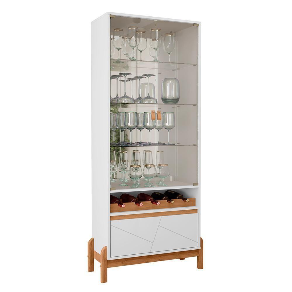 Cristaleira Bari 2 Portas E 1 Gaveta Com Adega Branco-cedro - Casa D Branco-cedro - 1