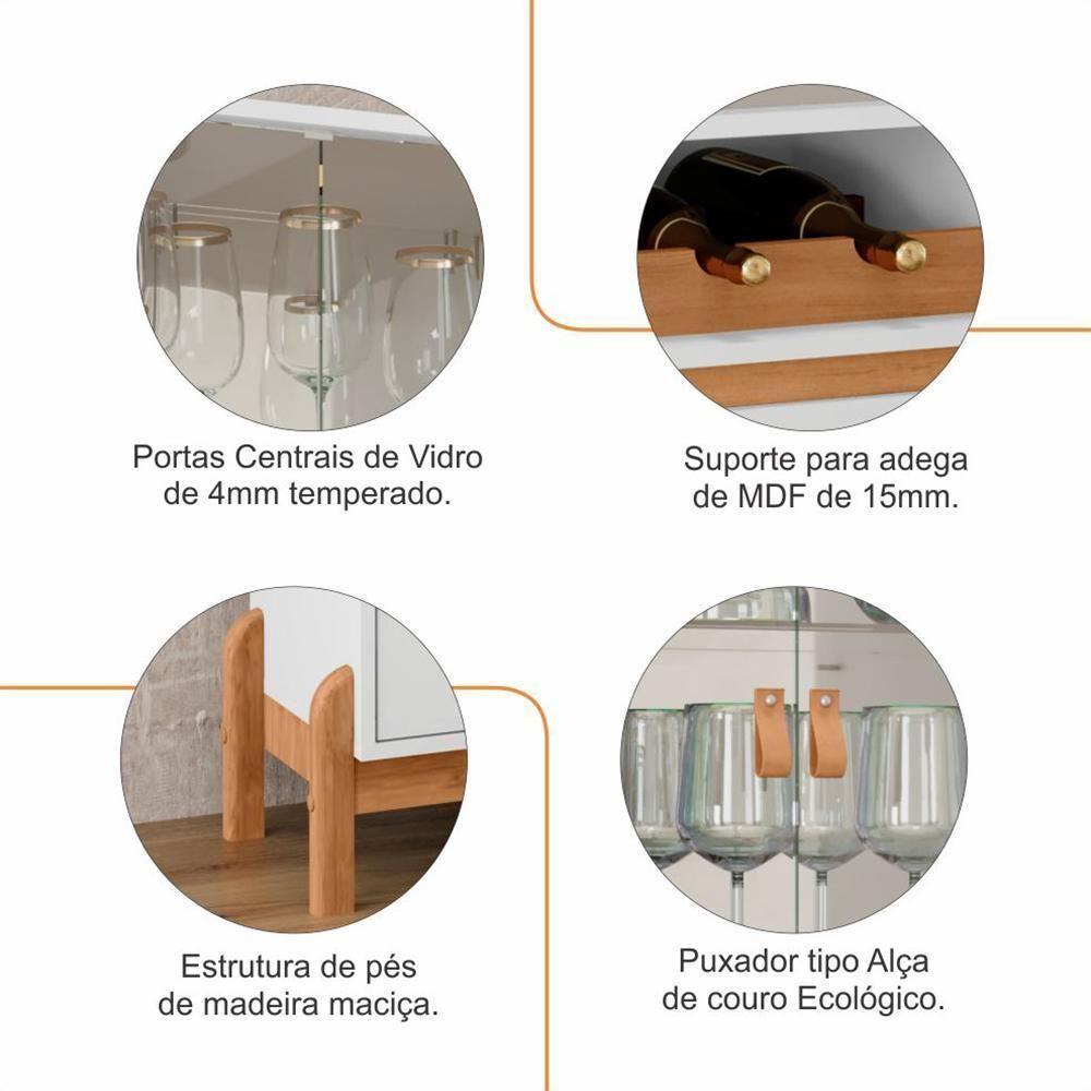 Cristaleira Bari 2 Portas E 1 Gaveta Com Adega Branco-cedro - Casa D Branco-cedro - 4
