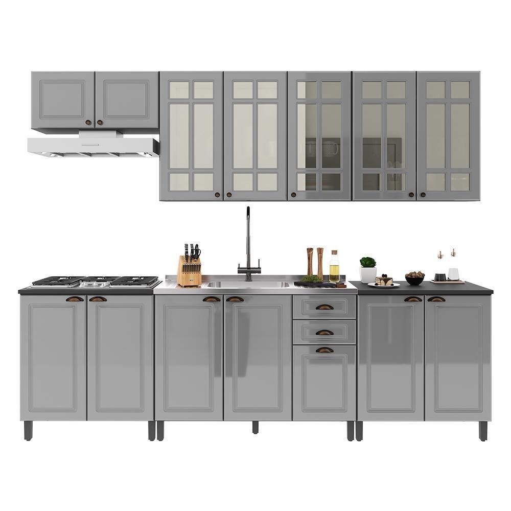 Cozinha Modulada Firenze 6 Peças Com Balcões 80cm Chumbo-titânio - Indékes Chumbo-titânio - 1
