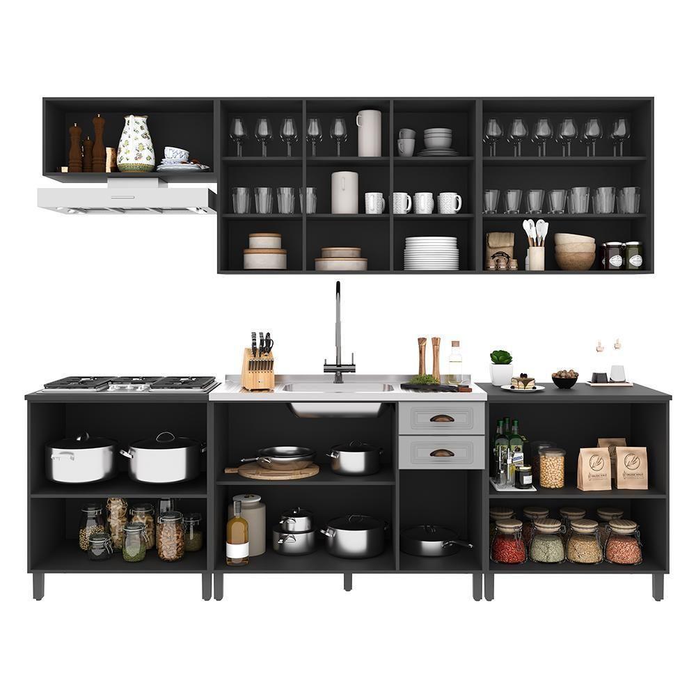 Cozinha Modulada Firenze 6 Peças Com Balcões 80cm Chumbo-titânio - Indékes Chumbo-titânio - 3