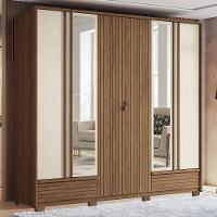 Guarda Roupa Democrata Ripado 6 Portas Jatobá-areia Com Espelho E Pés - Santos Andirá Jatobá-areia - 2