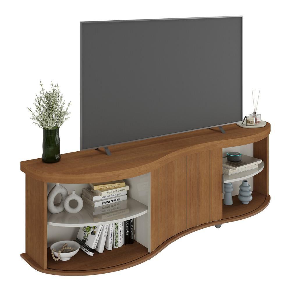 Rack Para Tv Até 75 Polegadas 180cm Com 1 Porta Flex Multimóveis Cr45324 Cinamomo/off White Cinamomo/off White - 2