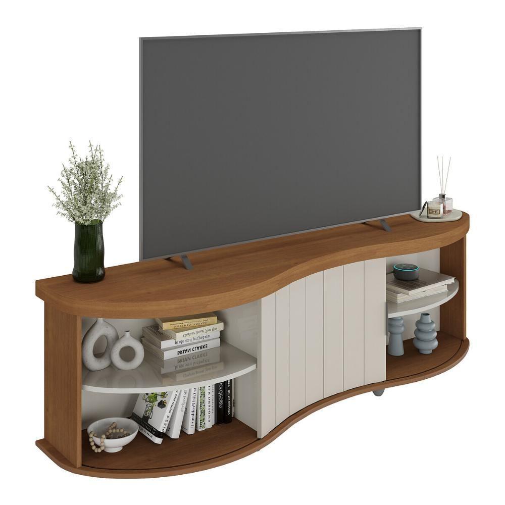 Rack Para Tv Até 75 Polegadas 180cm Com 1 Porta Flex Multimóveis Cr45324 Cinamomo/off White Cinamomo/off White - 6