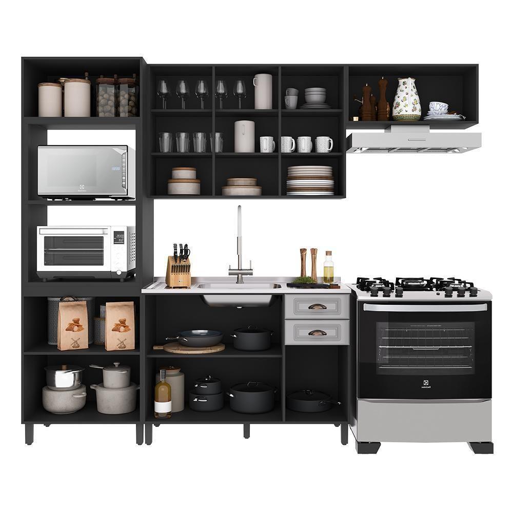 Cozinha Modulada Firenze 4 Peças Com Torre Quente 2 Fornos Chumbo-titânio - Indékes Chumbo-titânio - 3