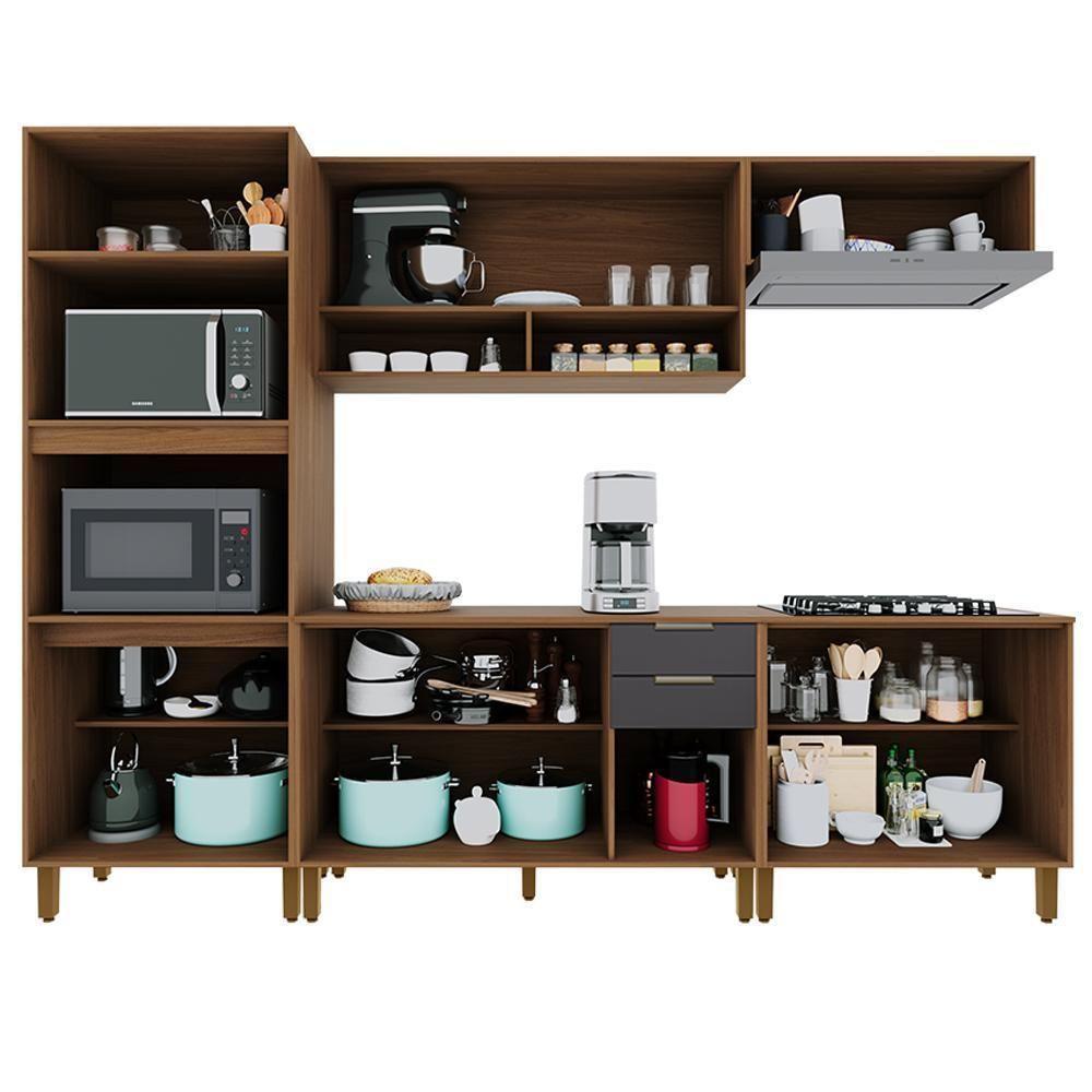 Cozinha Modulada Toronto 5 Peças Com Torre Quente 2 Fornos Freijó-chumbo - Indékes Freijó-chumbo - 3