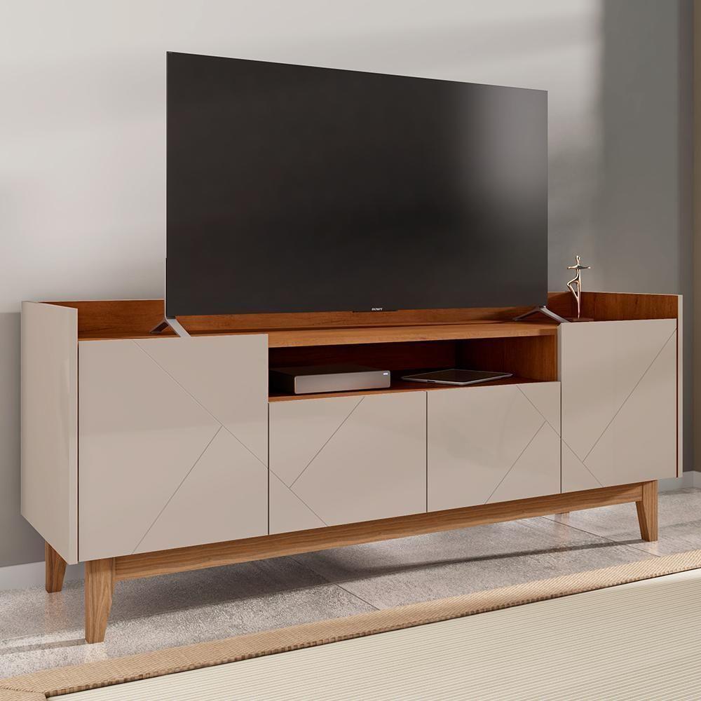 Rack Bancada Adria 158cm Off White-cedro Para Tv Até 60? - Casa D Off White-cedro - 2