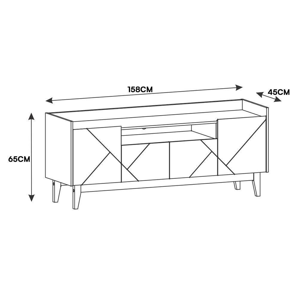 Rack Bancada Adria 158cm Off White-cedro Para Tv Até 60? - Casa D Off White-cedro - 4