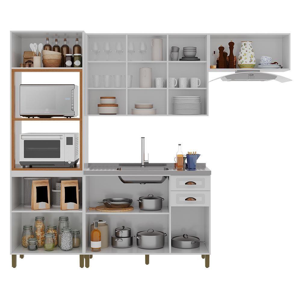 Cozinha Modulada Firenze 4 Peças Com Torre Quente 2 Fornos Branco - Indékes Branco - 3