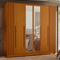 Guarda Roupa Casal Deville Ripado 6 Portas Cinamomo Com Espelho - Móveis Albatroz Cinamomo - 3