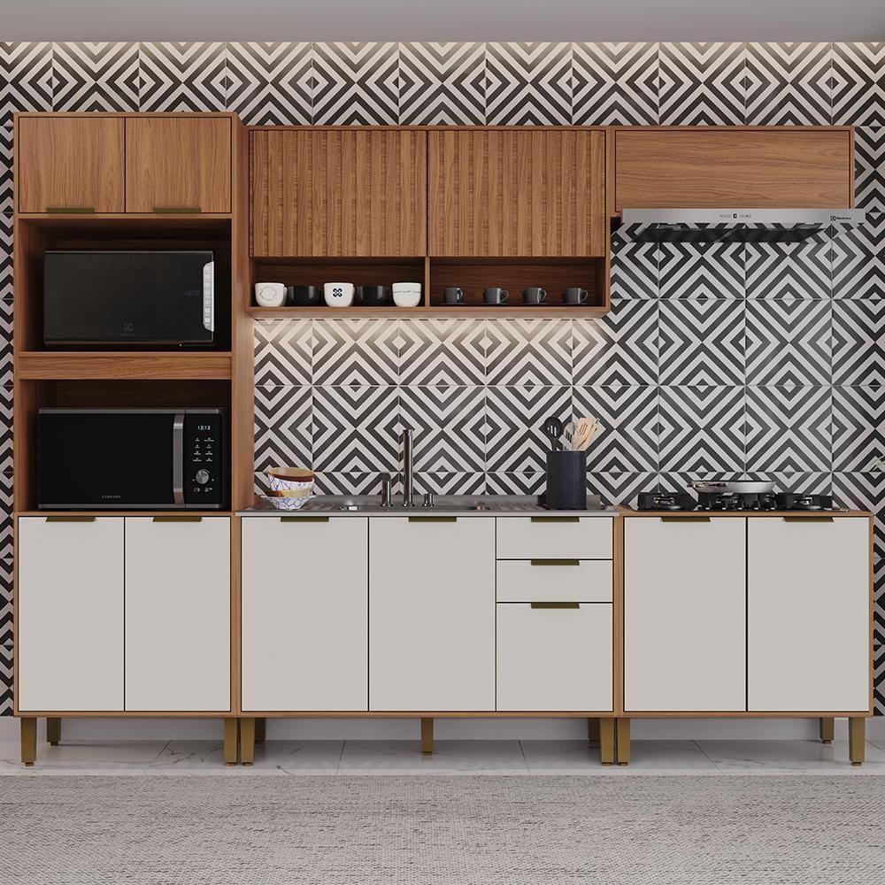 Cozinha Modulada Toronto 5 Peças Com Balcão 120cm Sem Tampo Freijó-off White - Indékes Freijó-off White - 2