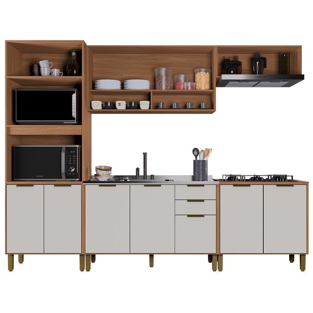 Cozinha Modulada Toronto 5 Peças Com Balcão 120cm Sem Tampo Freijó-off White - Indékes Freijó-off White - 4