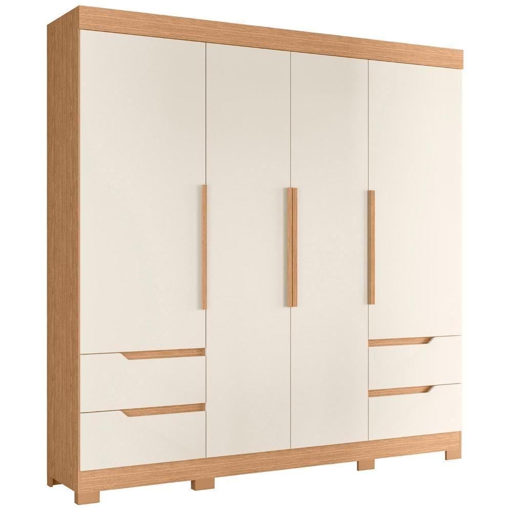 Guarda Roupa Casal Vivacce 4 Portas E 4 Gavetas Freijó-off White - Móveis Albatroz Freijó-off White - 1