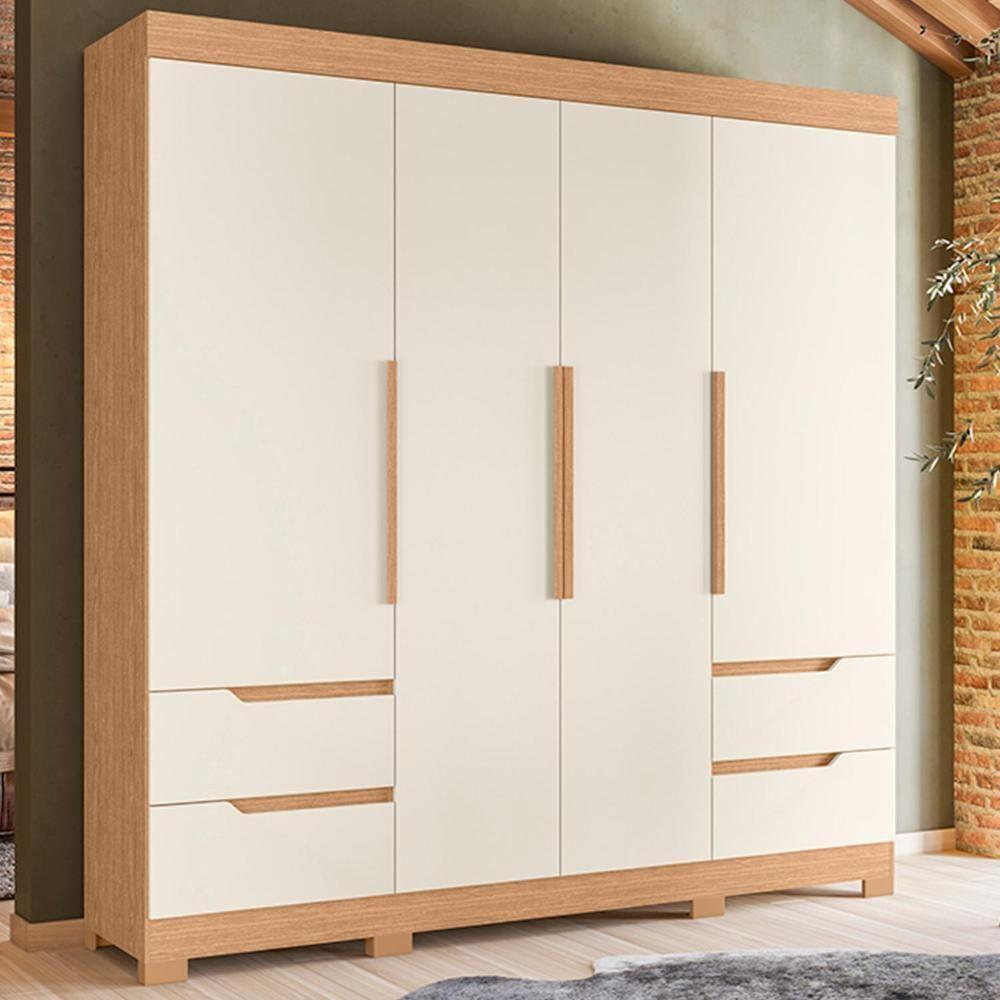 Guarda Roupa Casal Vivacce 4 Portas E 4 Gavetas Freijó-off White - Móveis Albatroz Freijó-off White - 2