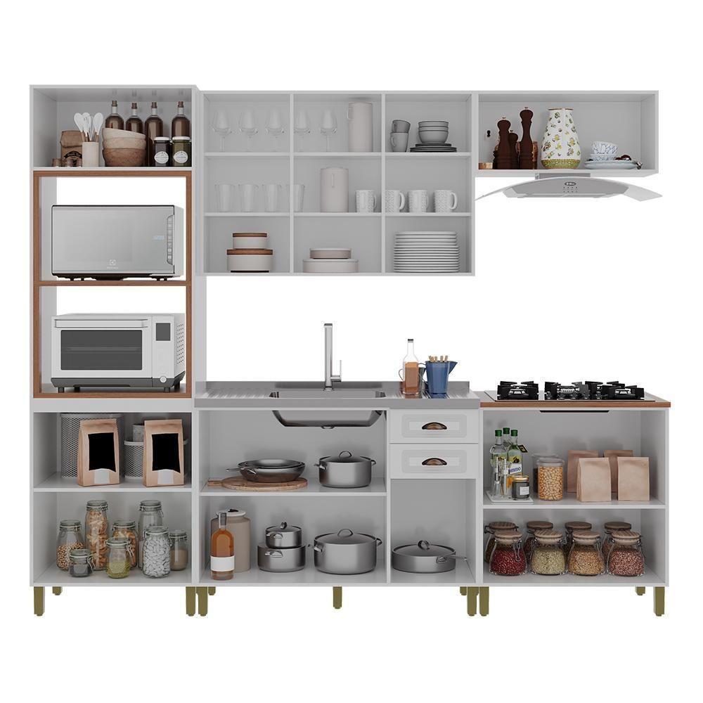 Cozinha Modulada Firenze 5 Peças Com Torre Quente 2 Fornos Branco - Indékes Branco - 3