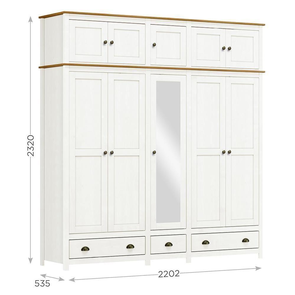 Guarda Roupa Casal Topázio 10 Portas E 3 Gavetas Branco-freijó Com Espelho - Finestra Móveis Branco-freijó - 4