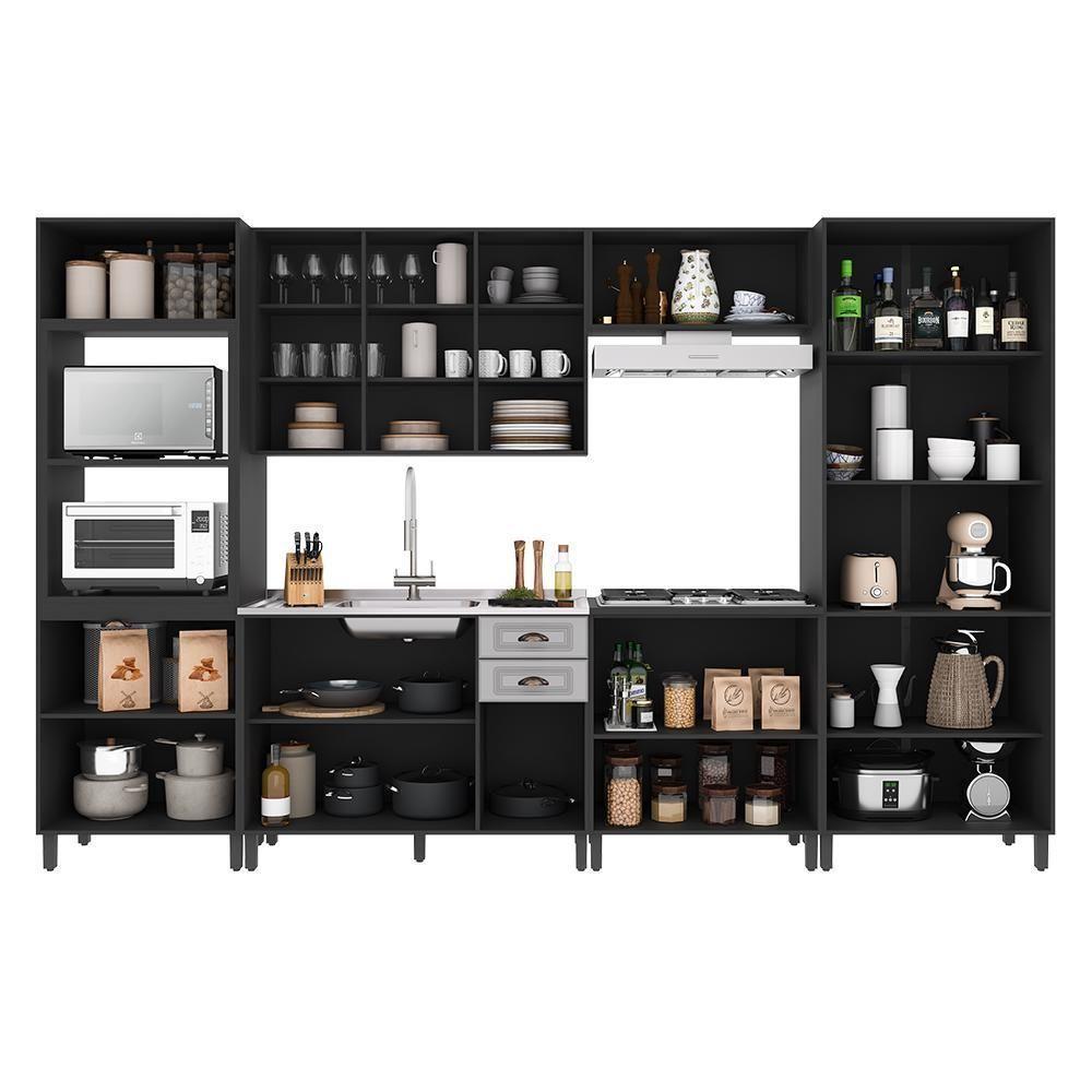 Cozinha Modulada Firenze 6 Peças Com Torre Quente 2 Fornos Chumbo-titânio - Indékes Chumbo-titânio - 3