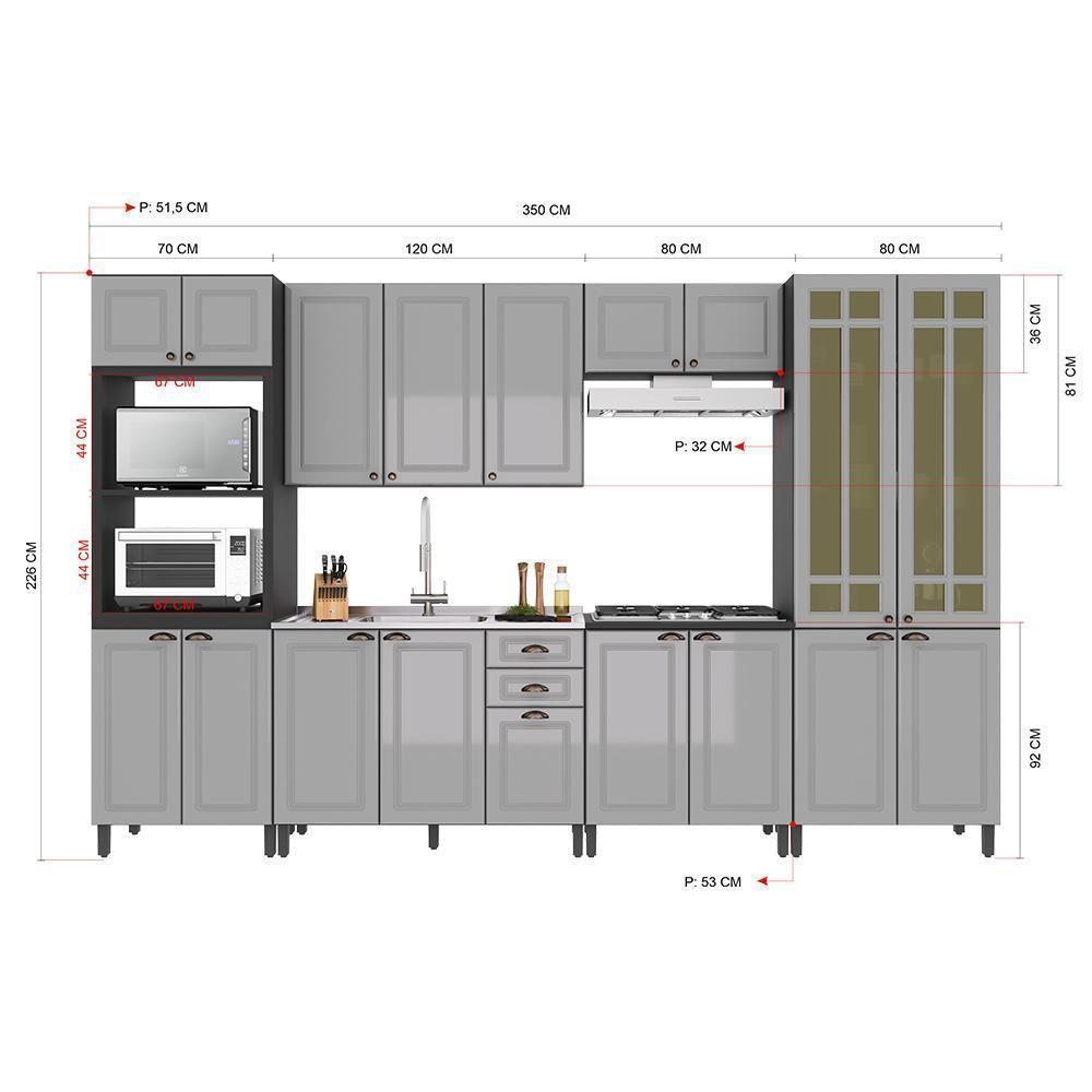 Cozinha Modulada Firenze 6 Peças Com Torre Quente 2 Fornos Chumbo-titânio - Indékes Chumbo-titânio - 4