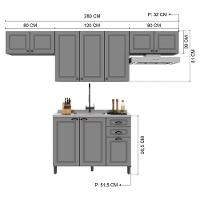 Cozinha Modulada Firenze 4 Peças Com Aéreo 120cm Chumbo-titânio - Indékes Chumbo-titânio - 4
