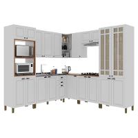 Cozinha Modulada De Canto Firenze 8 Peças Com Torre Quente 2 Fornos Branco - Indékes Branco - 1