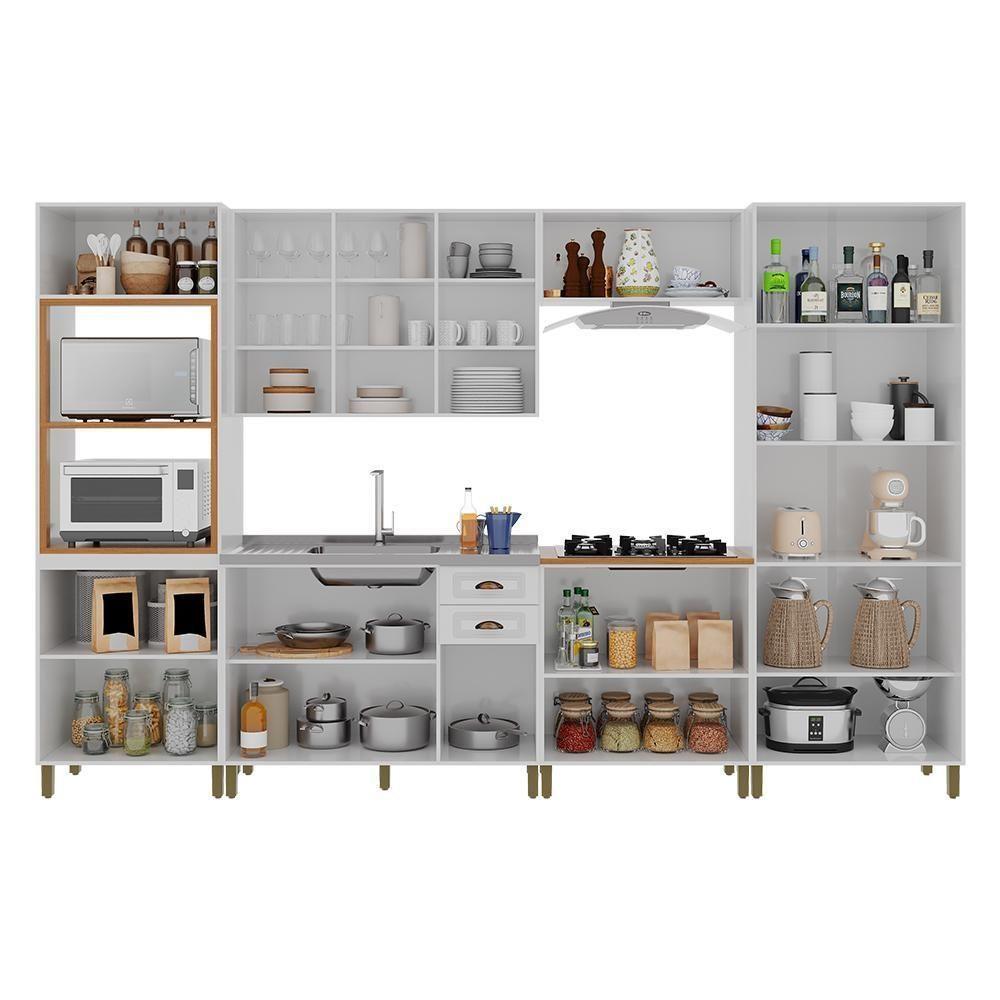 Cozinha Modulada Firenze 6 Peças Com Torre Quente 2 Fornos Branco - Indékes Branco - 3