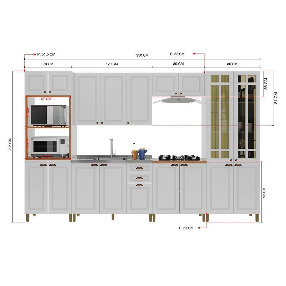 Cozinha Modulada Firenze 6 Peças Com Torre Quente 2 Fornos Branco - Indékes Branco - 4