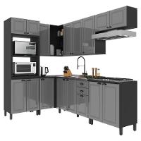 Cozinha Modulada De Canto Firenze 7 Peças Com Torre Quente 2 Fornos Chumbo-titânio - Indékes Chumbo-titânio - 1
