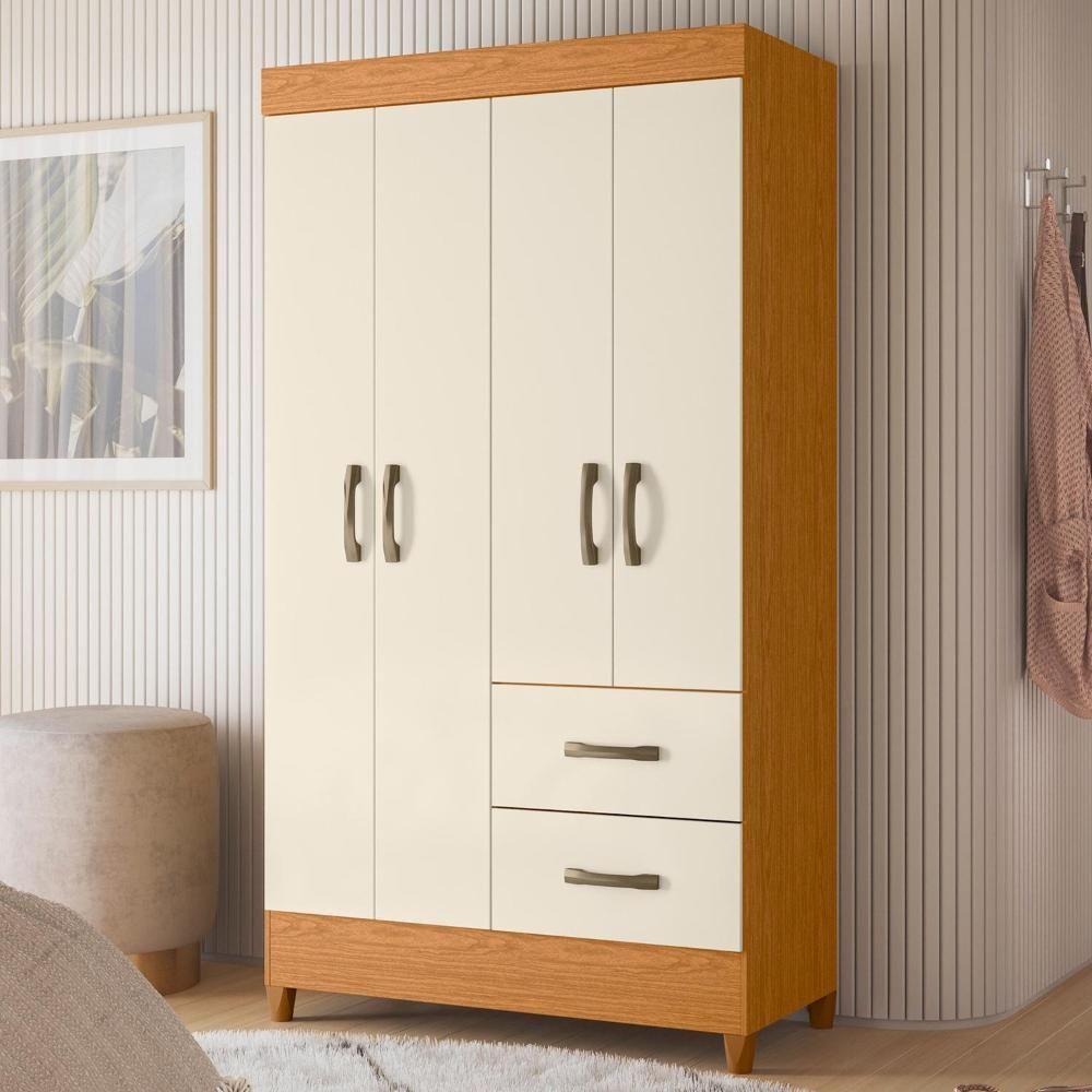 Guarda Roupa Mobi 4 Portas E 2 Gavetas Cinamomo-off White - Móveis Albatroz Cinamomo-off White - 2
