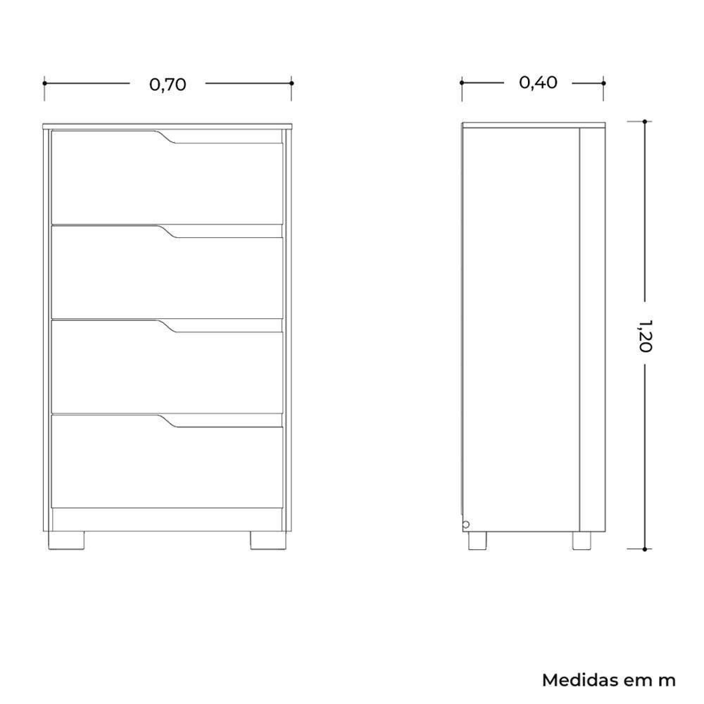 Cômoda Sole 4 Gavetas Branco-freijó - Móveis Albatroz Branco-freijó - 4