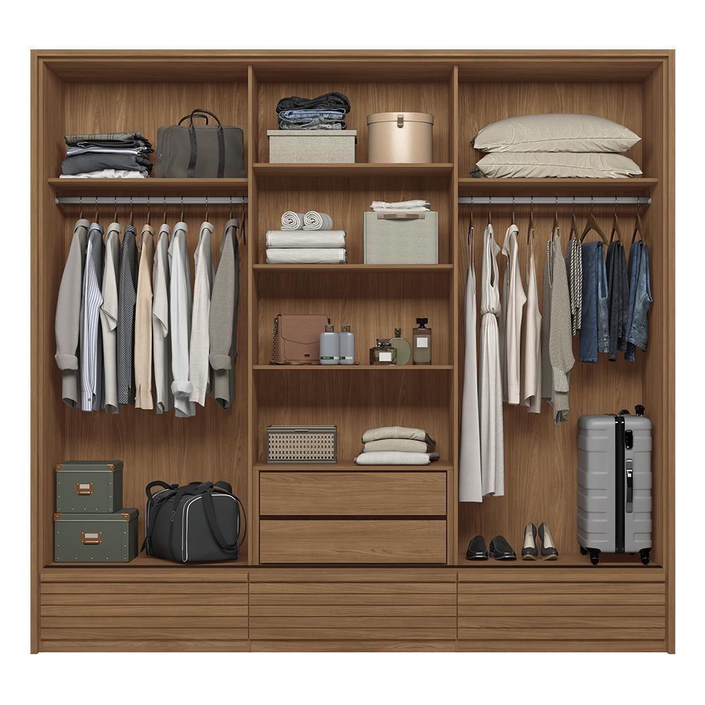 Guarda Roupa Democrata 3 Portas Deslizantes Flex Jatobá-areia Com Espelho - Santos Andirá Jatobá-areia - 4