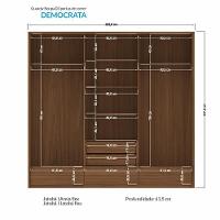 Guarda Roupa Democrata 3 Portas Deslizantes Flex Jatobá-areia Com Espelho - Santos Andirá Jatobá-areia - 6